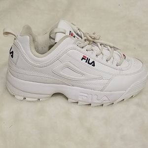 fila disruptor glossy white